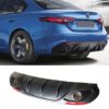 Black PP Car Rear Bumper Lip Diffuser Spoiler With Exhaust Tips for Alfa Romeo Giulia Sedan 4 Door 2016 2017 Quadrifoglio TI - Image 2