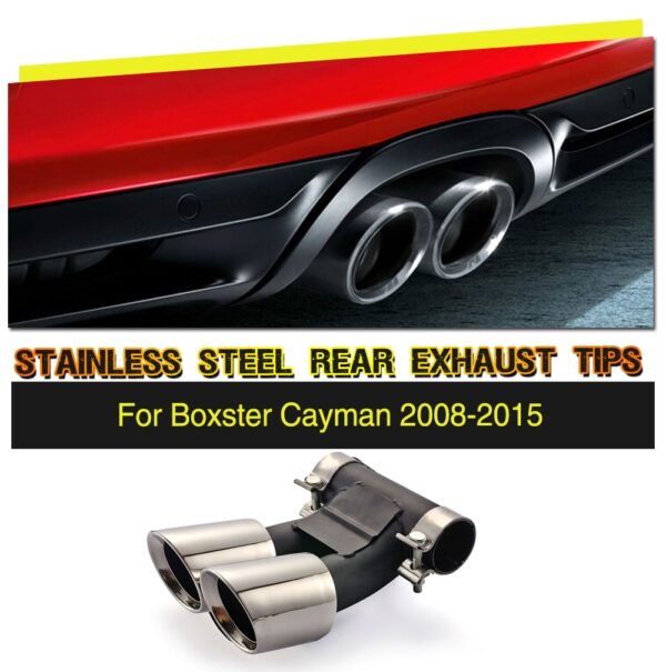 Stainless Steel Exhaust Pipes for Porsche Boxster Base, Convertible, & Cayman S Hatchback models 2009-2012